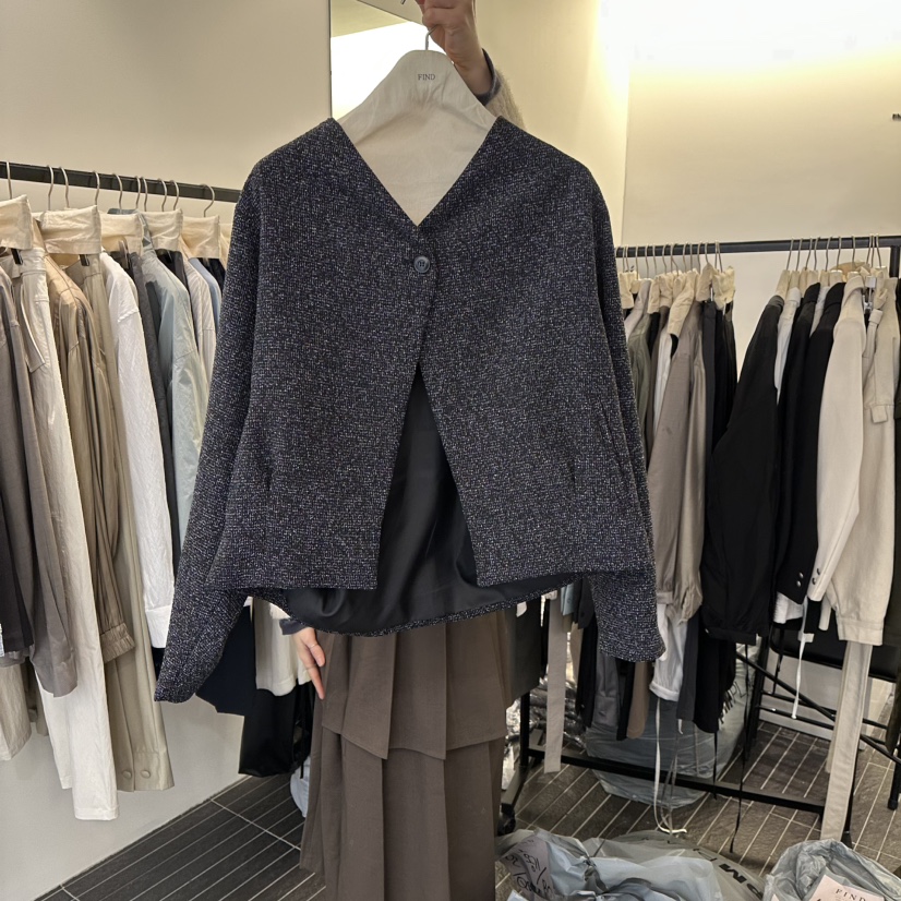 FIND-P㊣東大門實拍女士新品真品人氣熱賣職業夾克粗花呢春款FIND-P夾克圖色2