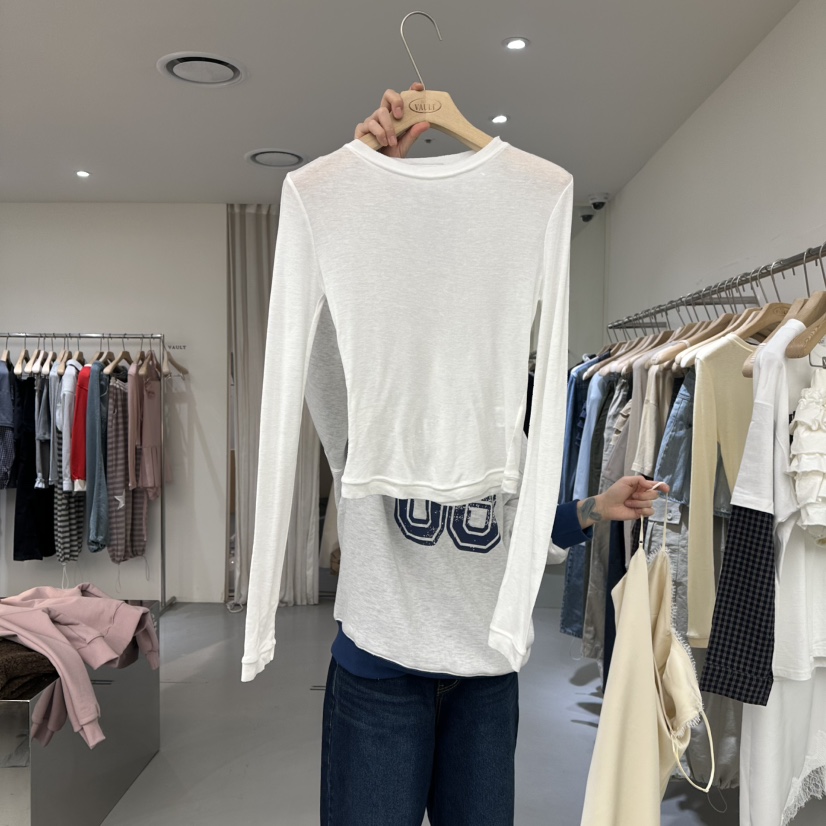 VAULT㊣東大門代購女裝新品熱賣人氣休閑職業時尚長袖T恤春款VAULT長袖T恤圖色5