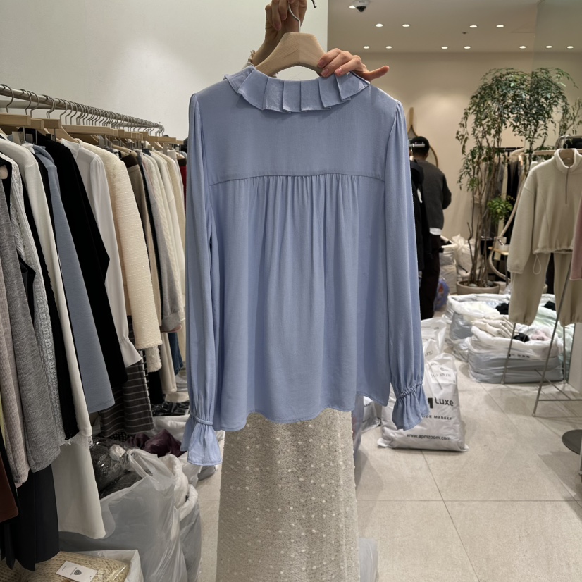 GRACIA韓國代購㊣女士新品推薦人氣26春夏襯衫蕾絲衫荷葉邊春款GRACIA襯衫/蕾絲衫