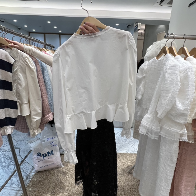 A韓國直郵㊣女裝新品真品推薦人氣時尚熱賣職業休閑襯衫蕾絲衫A STORE襯衫/蕾絲衫