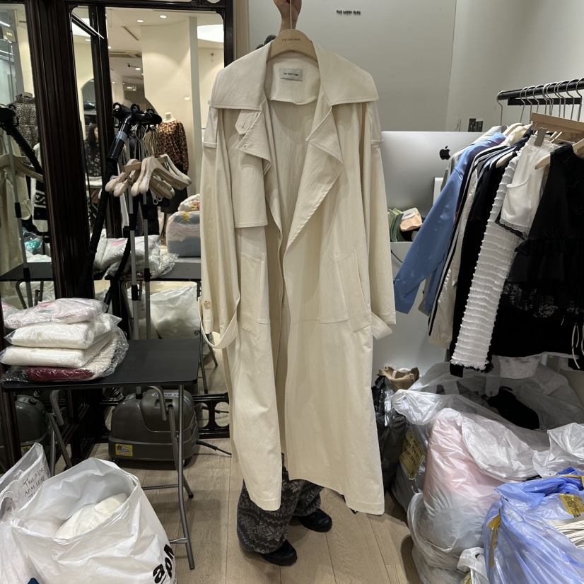 THEMORYPARK東大門直郵㊣女裝新款人氣休閑長款風衣含腰帶春款THE MORY PARK長款風衣圖色2