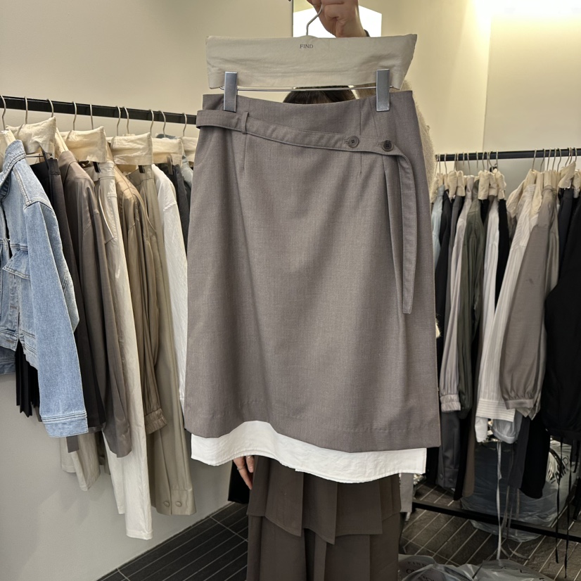 FIND-P韓國代購㊣女士新款推薦真品熱賣半身裙中短裙春款腰帶FIND-P半身裙/中短裙圖色2