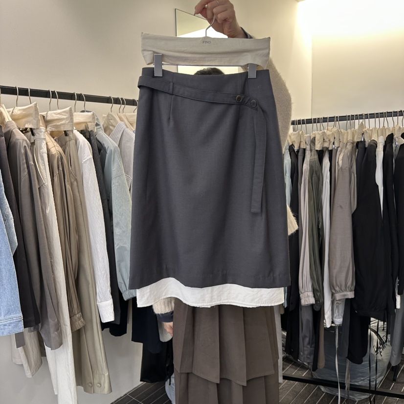 FIND-P韓國代購㊣女士新款推薦真品熱賣半身裙中短裙春款腰帶FIND-P半身裙/中短裙圖色3