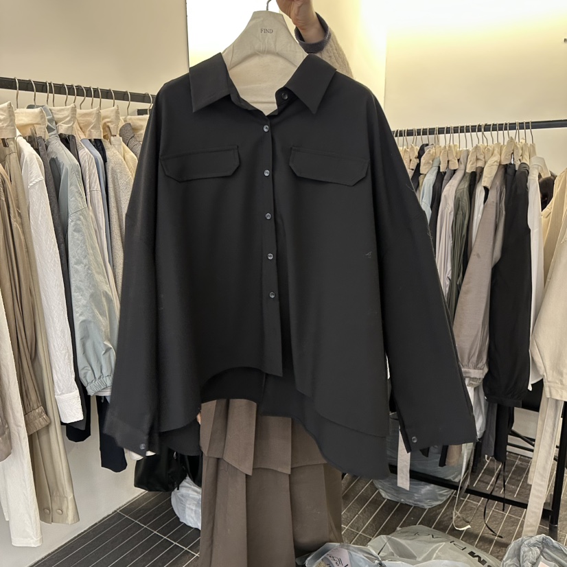 FIND-P東大門直郵㊣女裝新品真品26春夏襯衫蕾絲衫春款開衩FIND-P襯衫/蕾絲衫圖色2