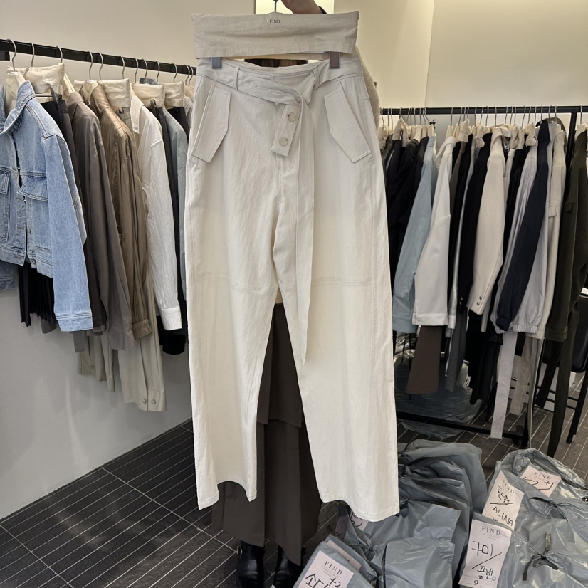 FIND-P韓國直郵㊣女士新款人氣職業26春夏熱賣休閑褲系帶春款FIND-P休閑褲圖色1