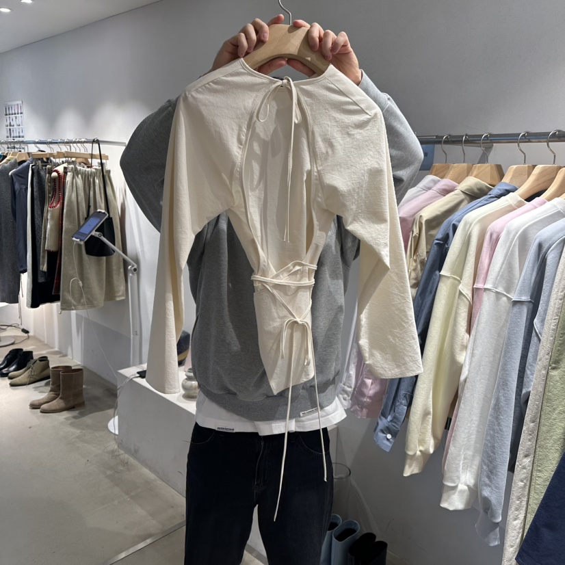 ROOM K-P㊣東大門代購女裝新款26春夏襯衫蕾絲衫含腰繩春款ROOM K襯衫/蕾絲衫