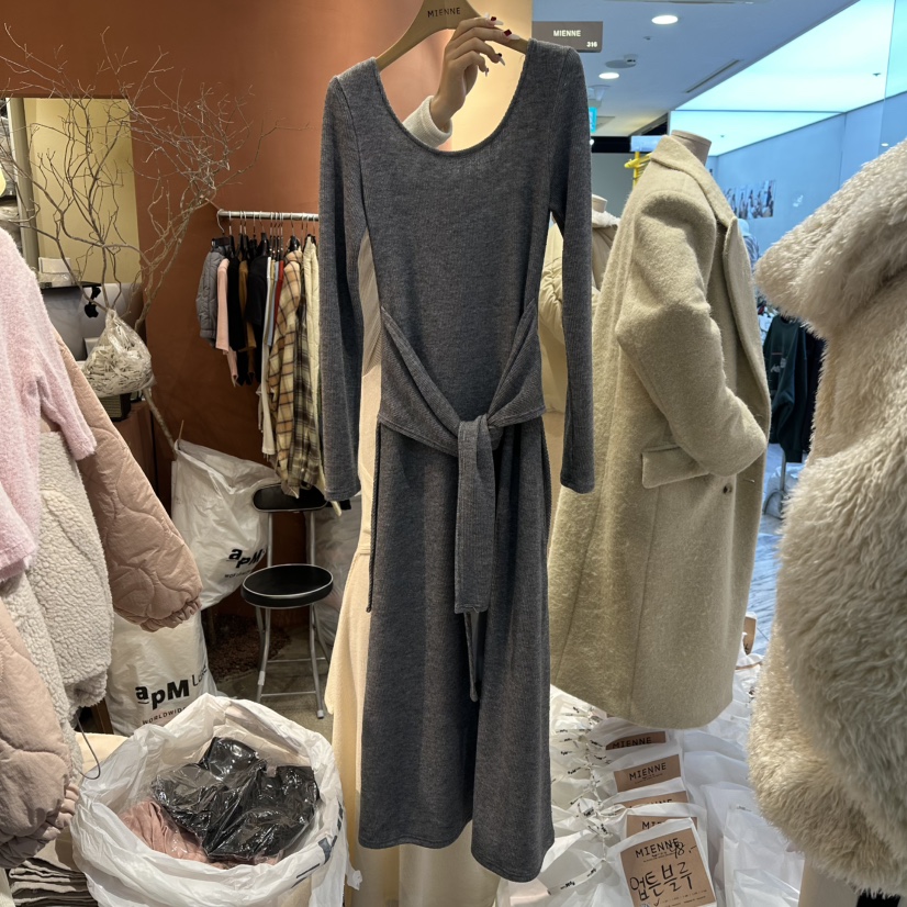 MIENNE㊣東大門實拍女士新款推薦休閑時尚職業熱賣連衣裙腰帶MIENNE連衣裙圖色2