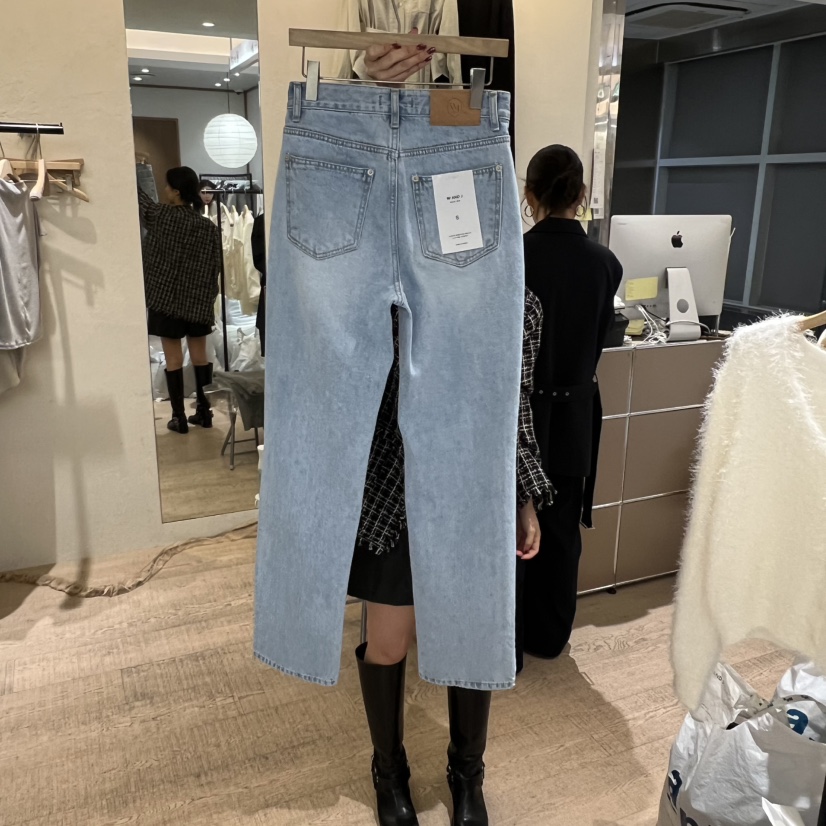 W AND J㊣東大門實拍女裝新款休閑真品推薦熱賣牛仔褲雙口袋W AND J牛仔褲