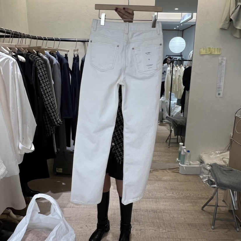 W AND J㊣東大門實拍女裝新款休閑真品推薦熱賣牛仔褲雙口袋W AND J牛仔褲