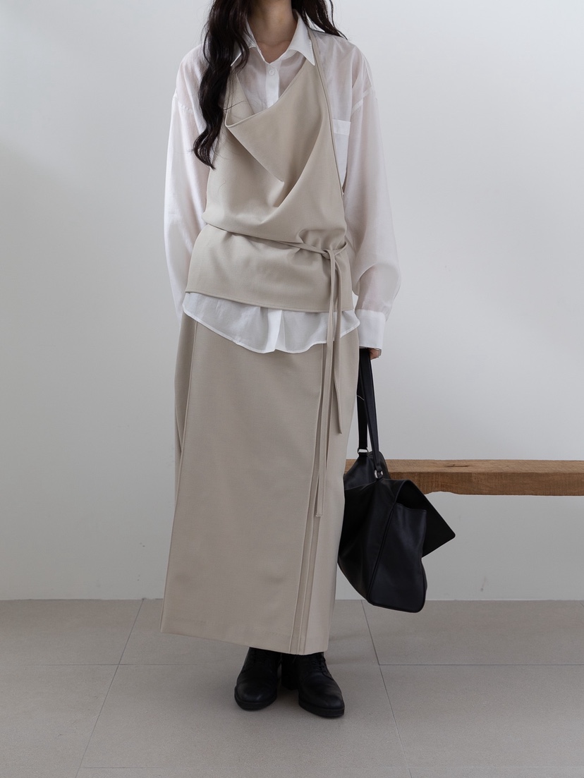 B_GARDER韓國代購㊣女士新品人氣26春夏熱賣休閑推薦長裙褶裥B.GARDER長裙