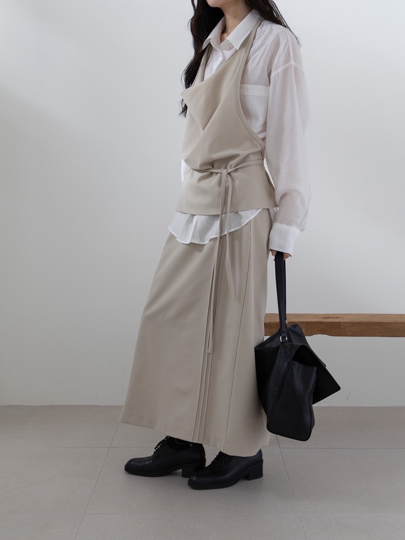 B_GARDER韓國代購㊣女士新品人氣26春夏熱賣休閑推薦長裙褶裥B.GARDER長裙