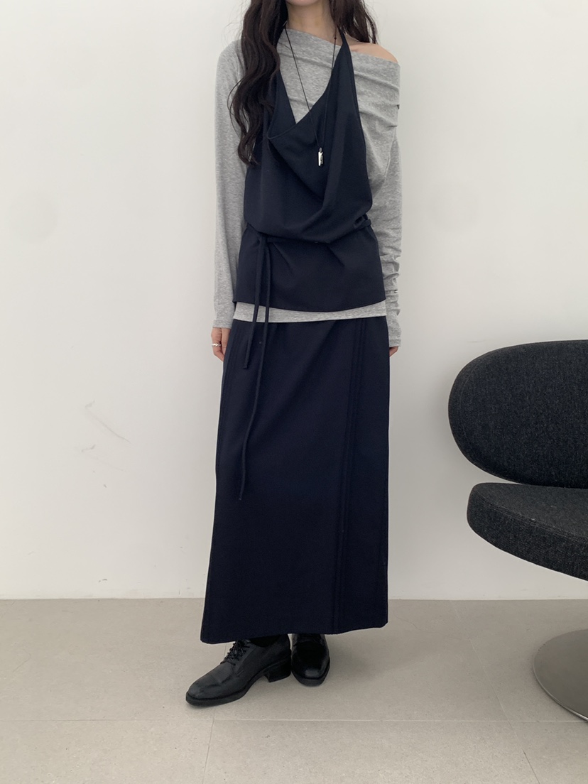 B_GARDER韓國代購㊣女士新品人氣26春夏熱賣休閑推薦長裙褶裥B.GARDER長裙