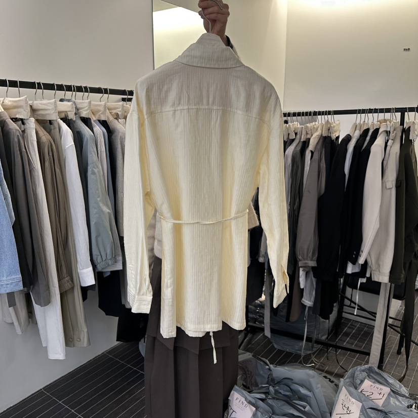 FIND-P㊣東大門實拍女裝新品職業人氣襯衫蕾絲衫含腰繩春款FIND-P襯衫/蕾絲衫