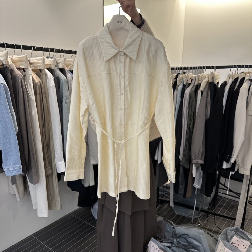 FIND-P㊣東大門實拍女裝新品職業人氣襯衫蕾絲衫含腰繩春款FIND-P襯衫/蕾絲衫圖色1