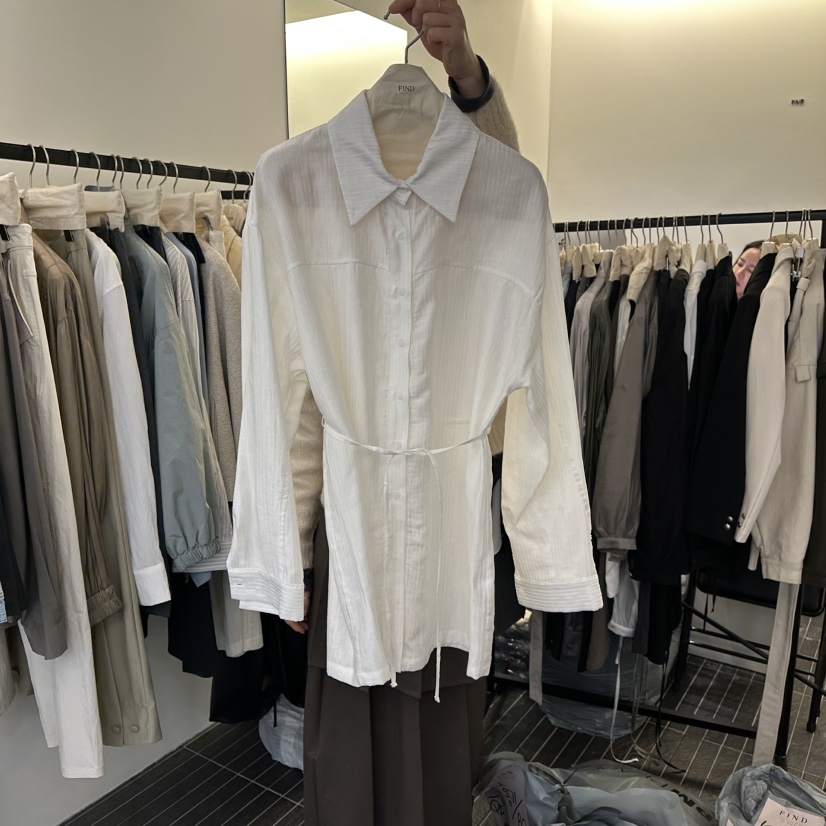 FIND-P㊣東大門實拍女裝新品職業人氣襯衫蕾絲衫含腰繩春款FIND-P襯衫/蕾絲衫圖色2