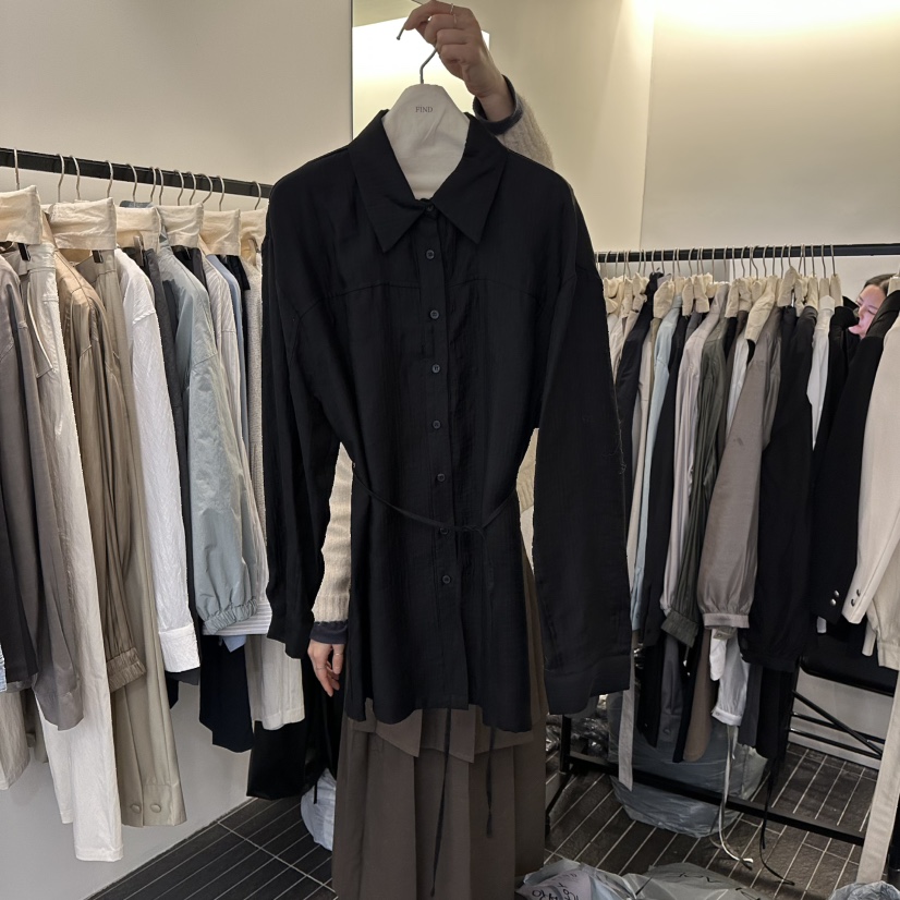 FIND-P㊣東大門實拍女裝新品職業人氣襯衫蕾絲衫含腰繩春款FIND-P襯衫/蕾絲衫圖色3