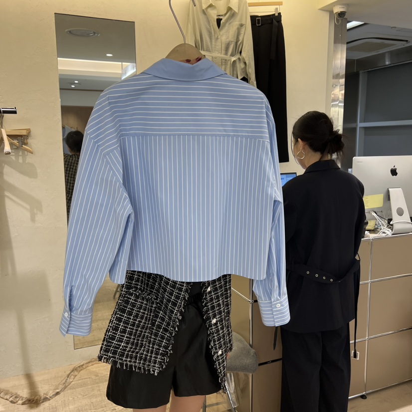 W AND J韓國代購㊣女裝新品休閑推薦時尚職業襯衫蕾絲衫雙領W AND J襯衫/蕾絲衫