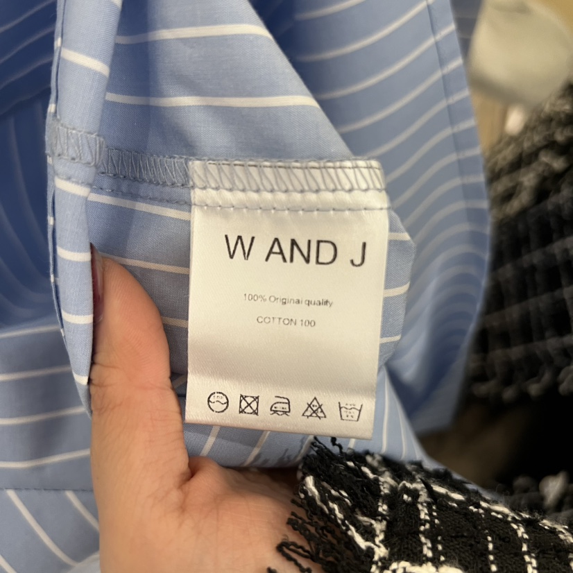 W AND J韓國代購㊣女裝新品休閑推薦時尚職業襯衫蕾絲衫雙領W AND J襯衫/蕾絲衫