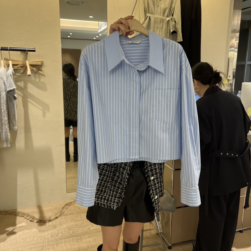 W AND J韓國代購㊣女裝新品休閑推薦時尚職業襯衫蕾絲衫雙領W AND J襯衫/蕾絲衫圖色1