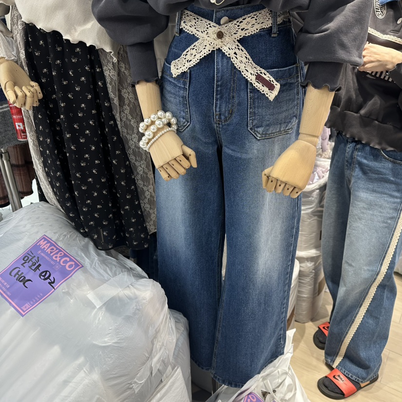 MARI CO東大門直郵㊣女士新款26春夏人氣牛仔褲不含腰帶春款MARI CO牛仔褲圖色1