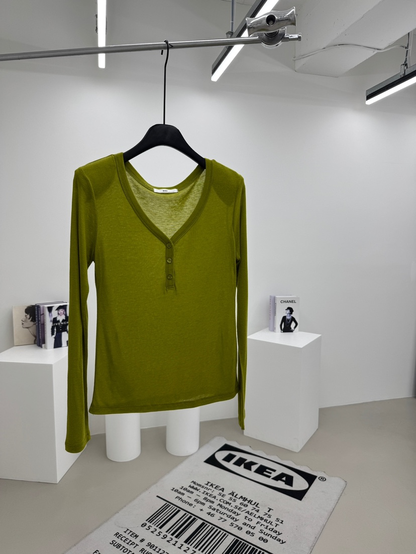 RED-A韓國代購㊣女士新款熱賣時尚真品休閑26春夏長袖T恤紐扣RED-A長袖T恤圖色2