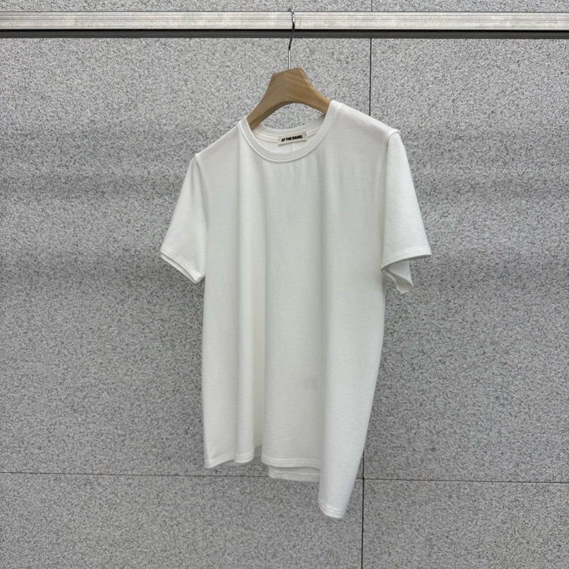 AT THE BAGEL韓國直郵㊣女士新品時尚熱賣職業推薦T恤春款AT THE BAGELT恤圖色1白色