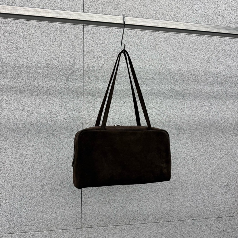 AT THE BAGEL㊣東大門實拍女裝新款26春夏單肩斜跨包褶皺絨AT THE BAGEL單肩/斜跨包圖色2棕色