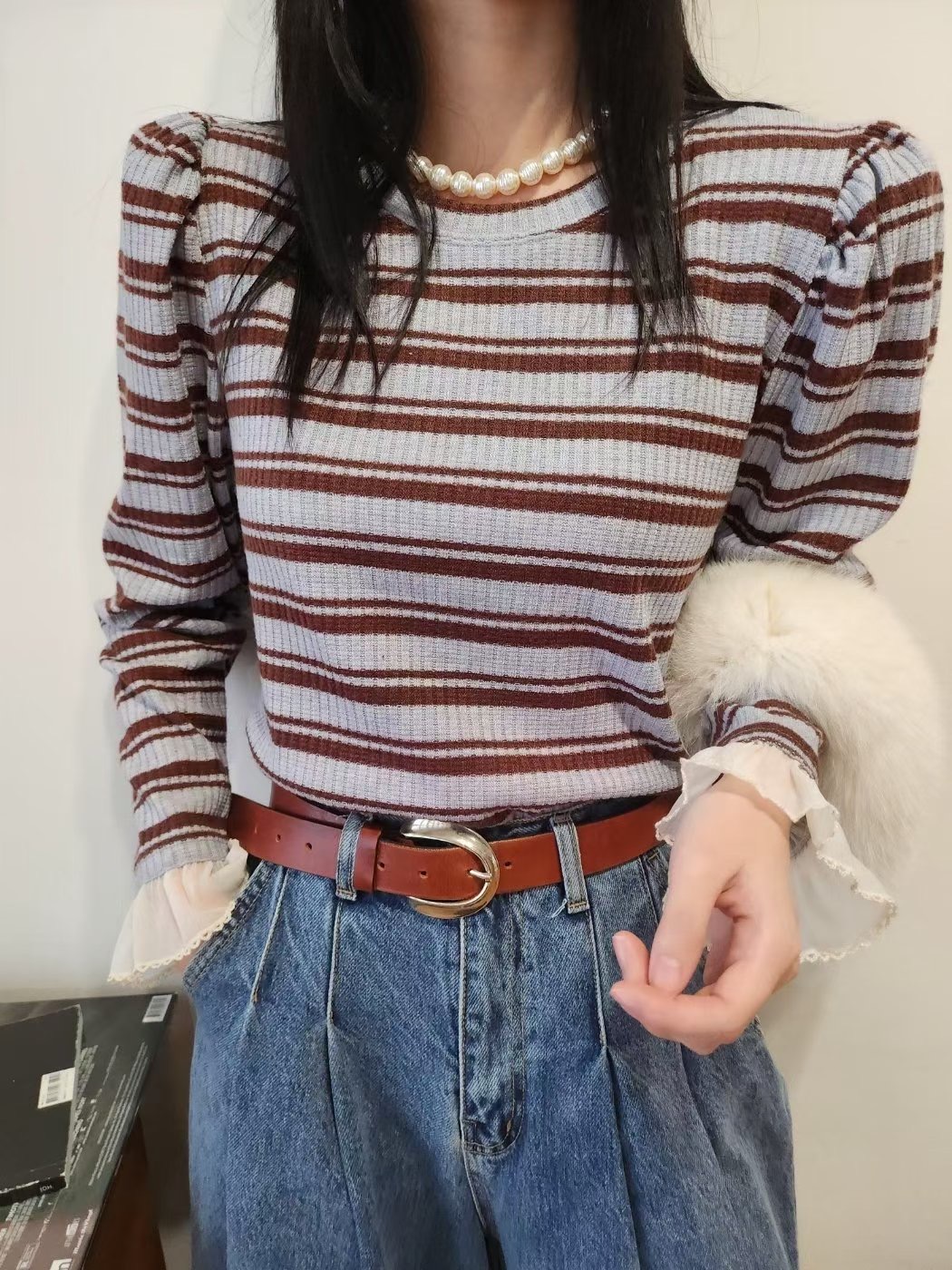 LAYERING東大門實拍女士新品時尚25秋冬職業熱賣人氣長袖T恤LAYERING長袖T恤圖色1