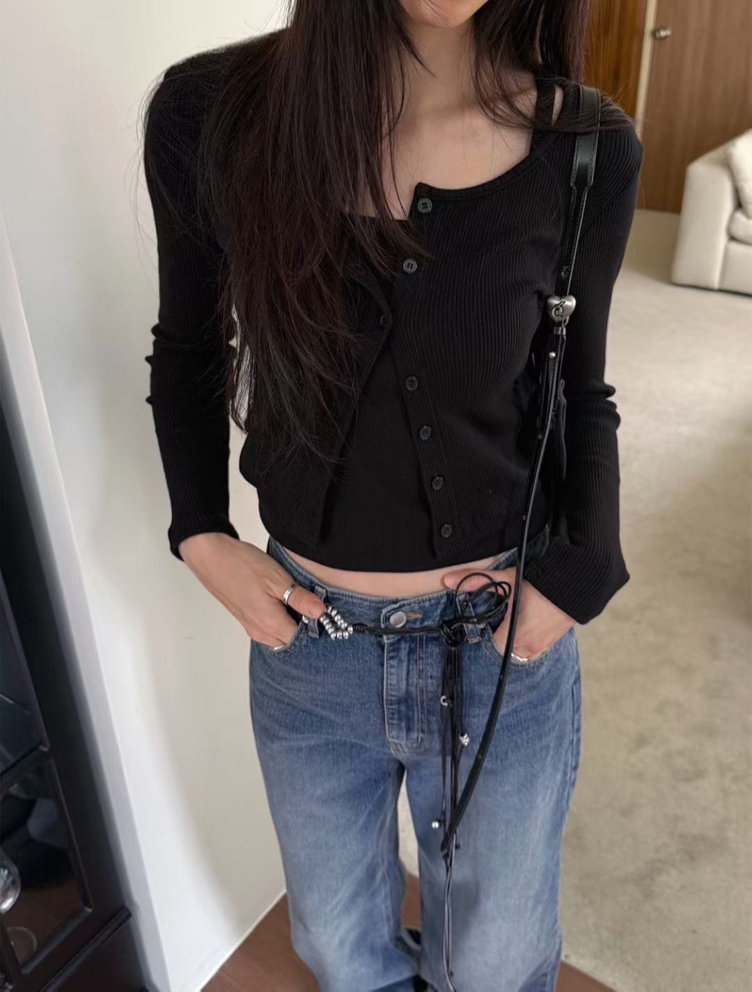 MARE MOHE東大門實拍女裝新款休閑時尚人氣職業25秋冬長袖T恤MARE MOHE長袖T恤