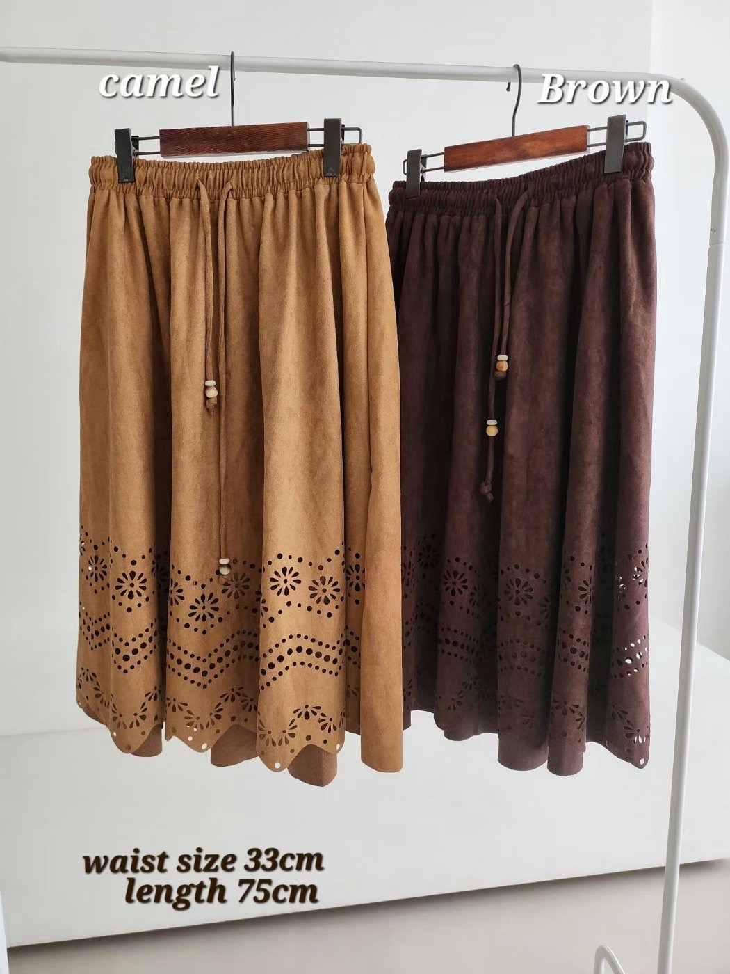 LAYERING韓國直郵㊣女裝新品職業人氣26春夏熱賣休閑長裙麂皮LAYERING長裙