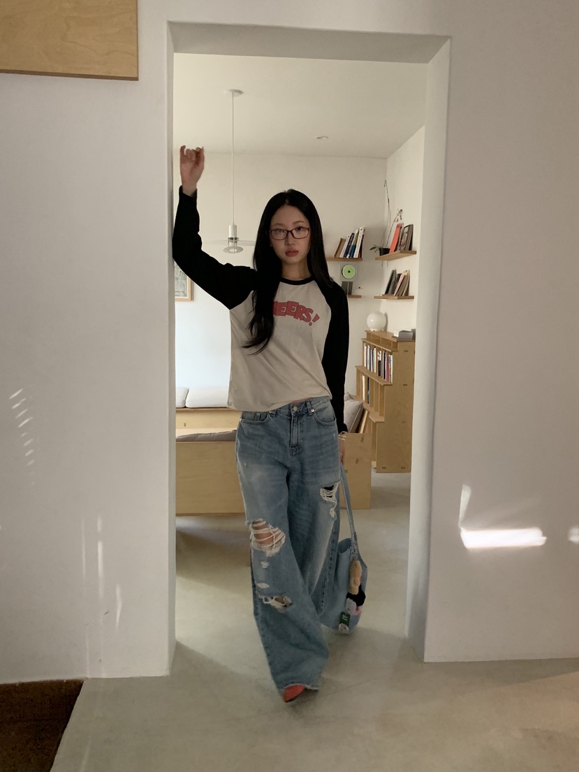 SUNDER MARKET韓國代購㊣女士新品休閑真品熱賣時尚牛仔褲SUNDER MARKET牛仔褲