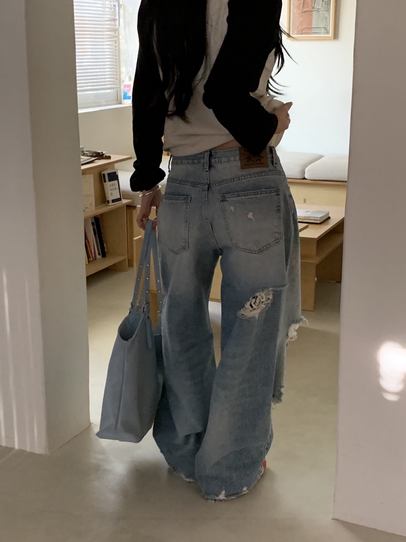 SUNDER MARKET韓國代購㊣女士新品休閑真品熱賣時尚牛仔褲SUNDER MARKET牛仔褲