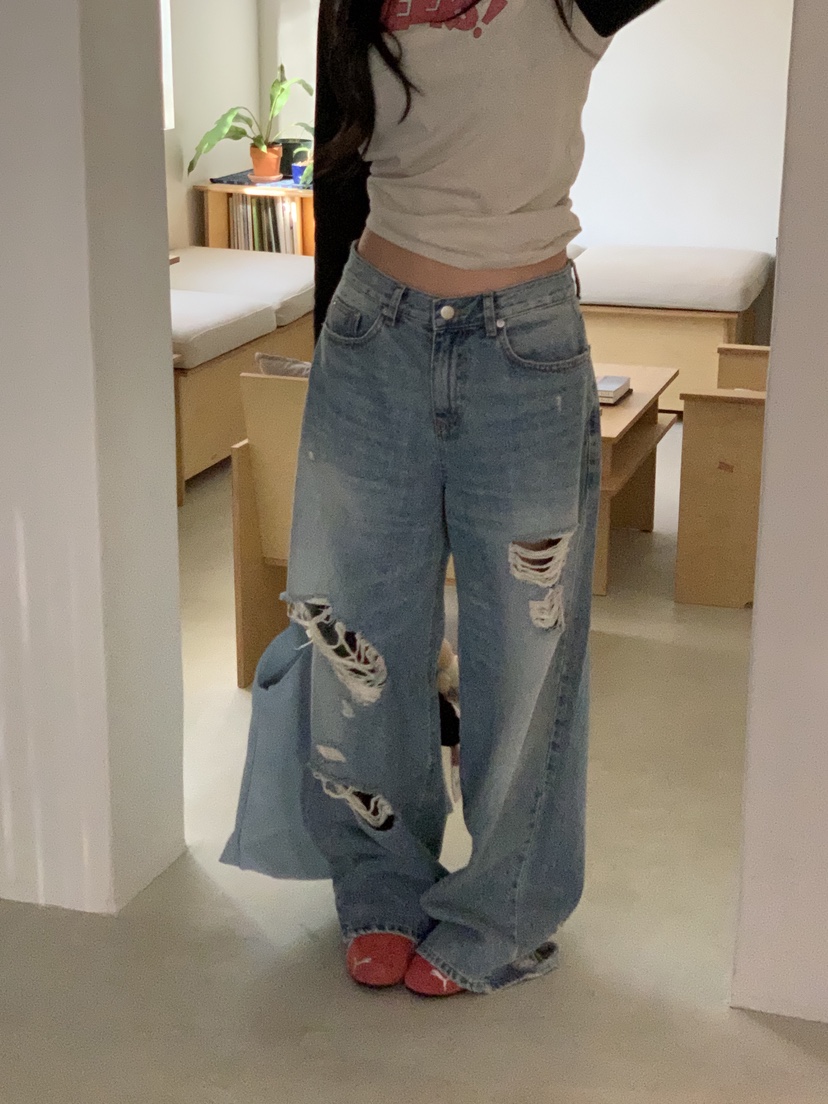 SUNDER MARKET韓國代購㊣女士新品休閑真品熱賣時尚牛仔褲SUNDER MARKET牛仔褲