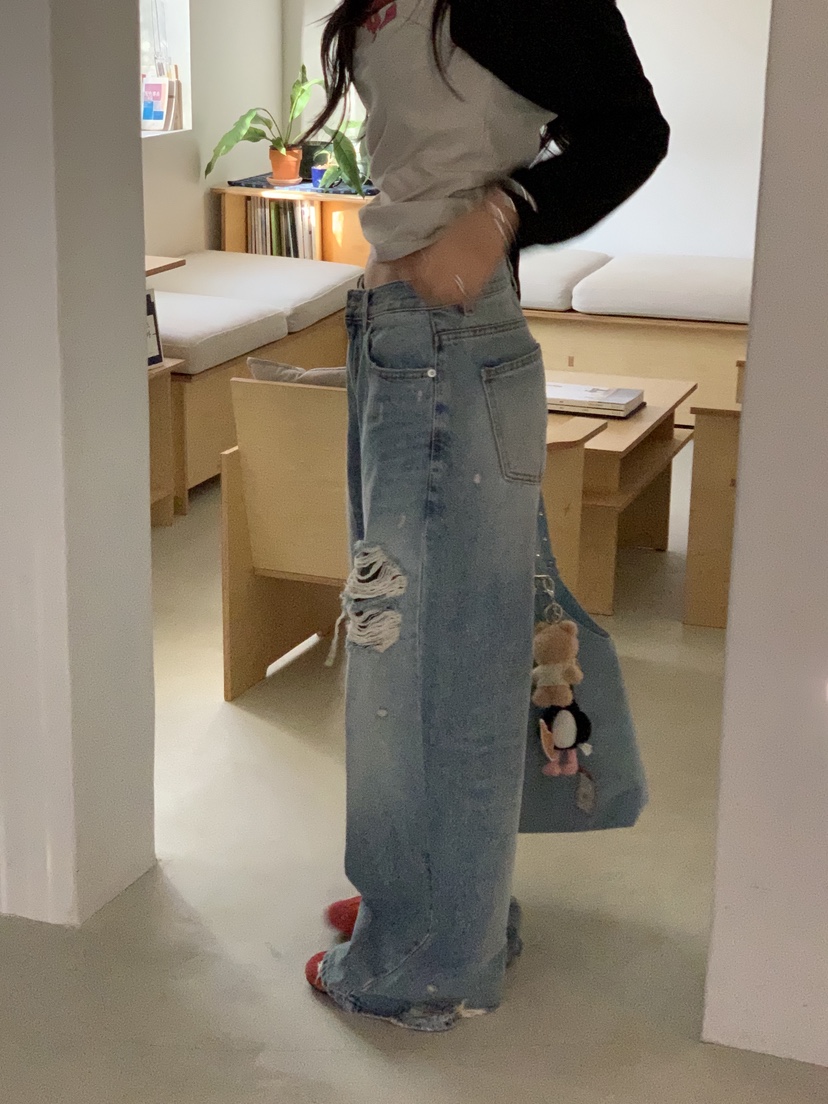 SUNDER MARKET韓國代購㊣女士新品休閑真品熱賣時尚牛仔褲SUNDER MARKET牛仔褲