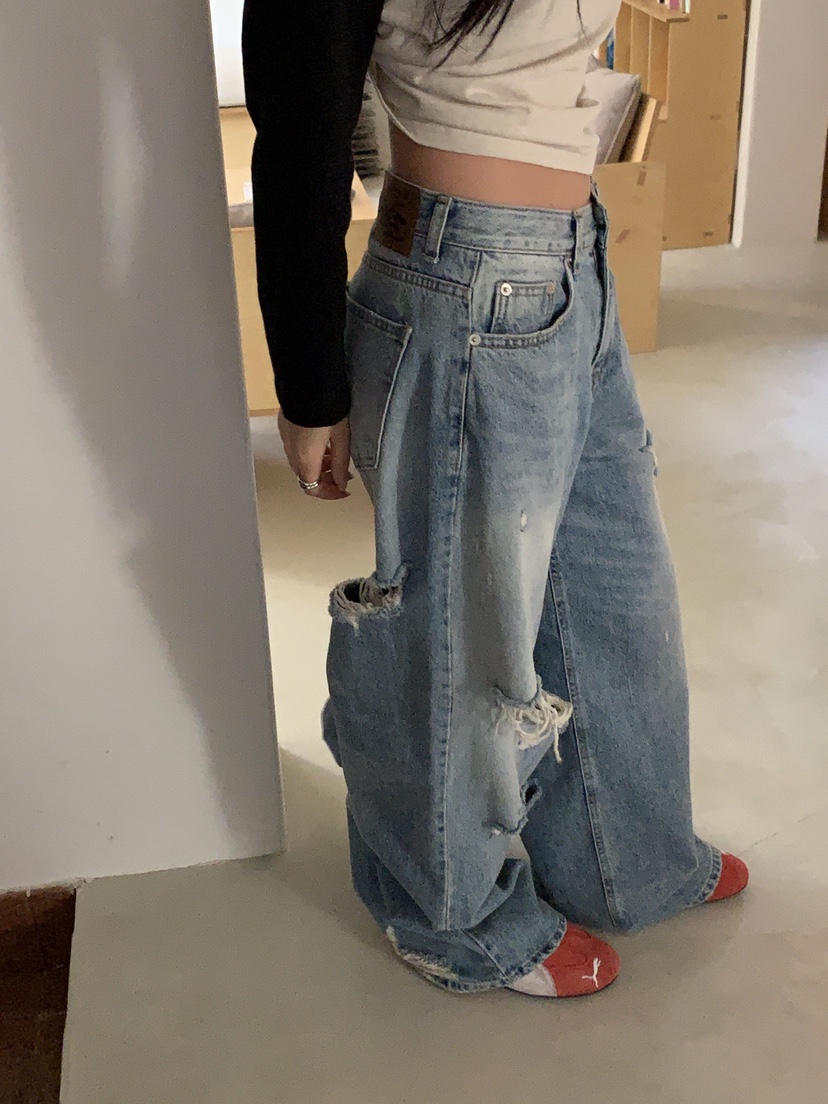 SUNDER MARKET韓國代購㊣女士新品休閑真品熱賣時尚牛仔褲SUNDER MARKET牛仔褲