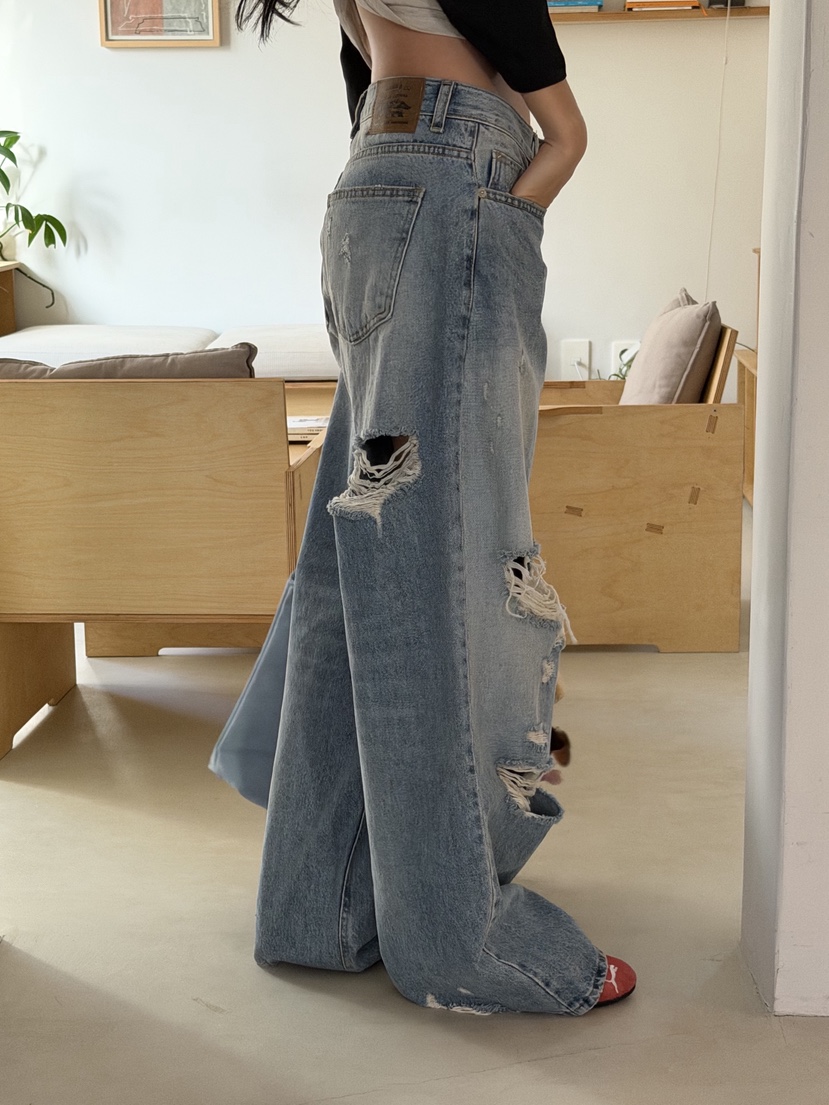 SUNDER MARKET韓國代購㊣女士新品休閑真品熱賣時尚牛仔褲SUNDER MARKET牛仔褲