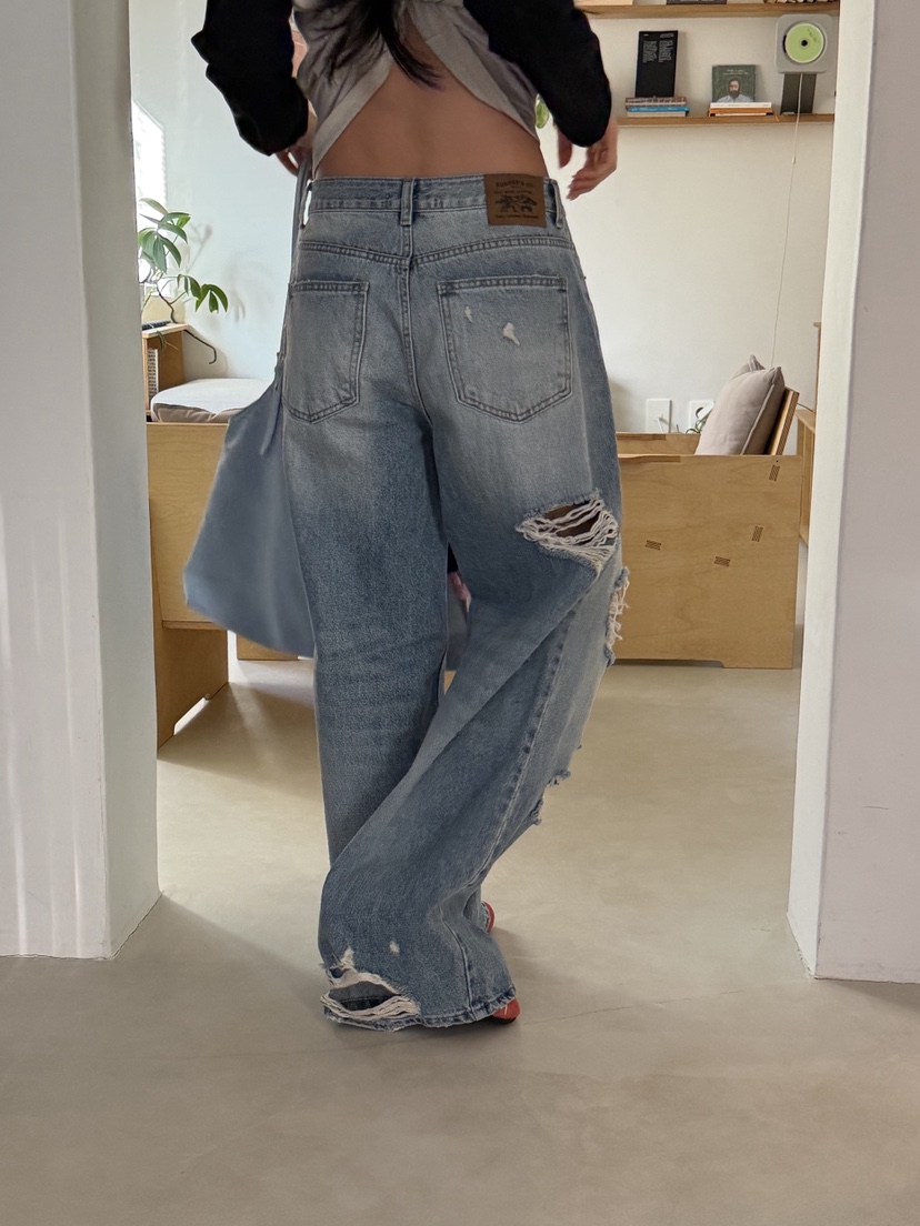 SUNDER MARKET韓國代購㊣女士新品休閑真品熱賣時尚牛仔褲SUNDER MARKET牛仔褲