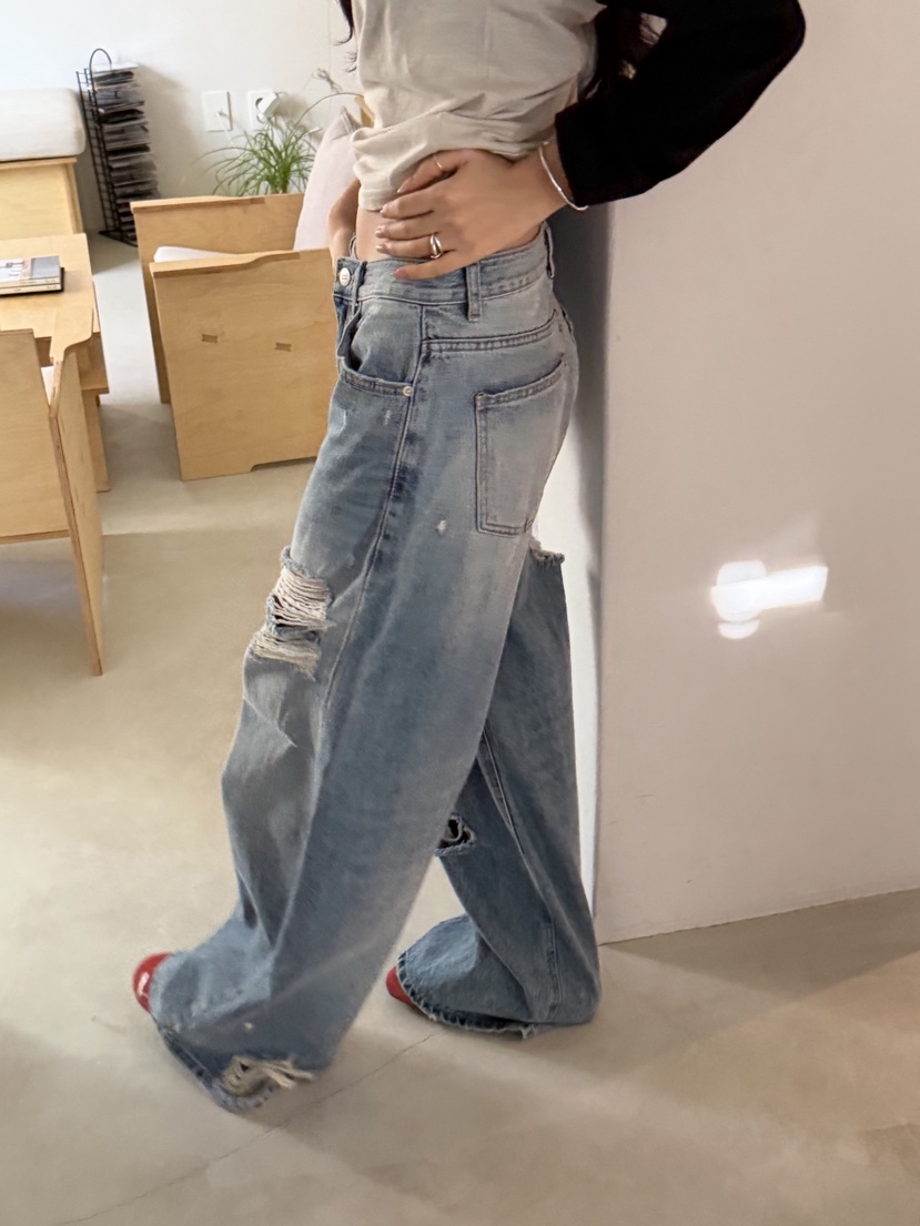 SUNDER MARKET韓國代購㊣女士新品休閑真品熱賣時尚牛仔褲SUNDER MARKET牛仔褲