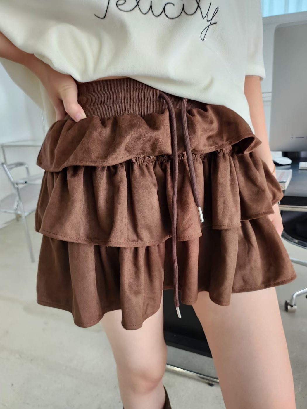 LAYERING東大門直郵㊣女士新品26春夏時尚人氣熱賣休閑裙褲絨LAYERING裙褲圖色1