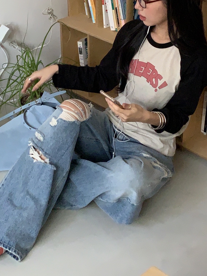 SUNDER MARKET韓國代購㊣女裝新款休閑推薦時尚熱賣長袖T恤SUNDER MARKET長袖T恤