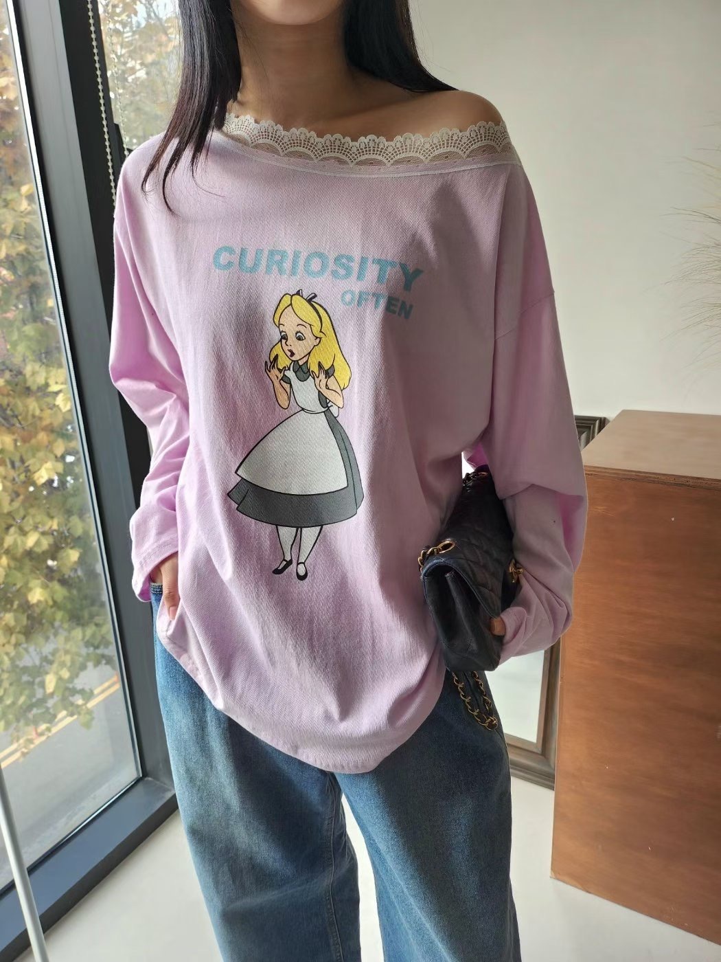 LAYERING韓國代購㊣女裝新款職業休閑推薦人氣熱賣時尚長袖T恤LAYERING長袖T恤圖色2