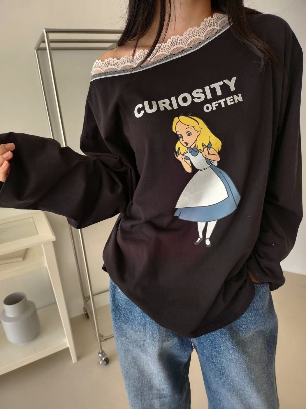 LAYERING韓國代購㊣女裝新款職業休閑推薦人氣熱賣時尚長袖T恤LAYERING長袖T恤圖色3