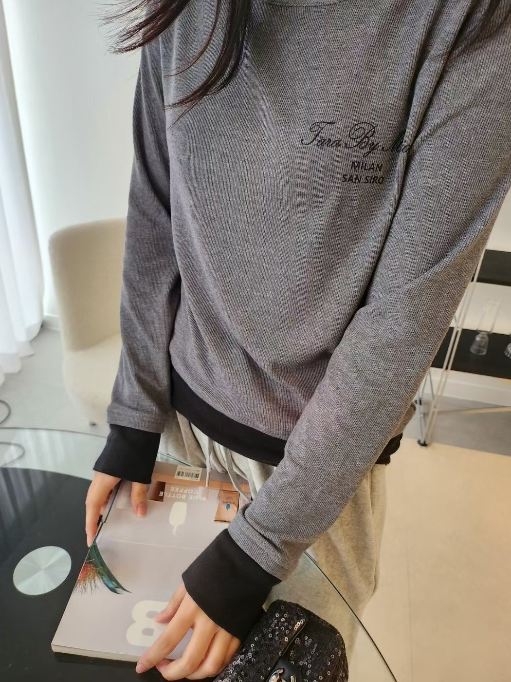 LAYERING韓國直郵㊣女士新品真品熱賣職業人氣休閑時尚長袖T恤LAYERING長袖T恤圖色2