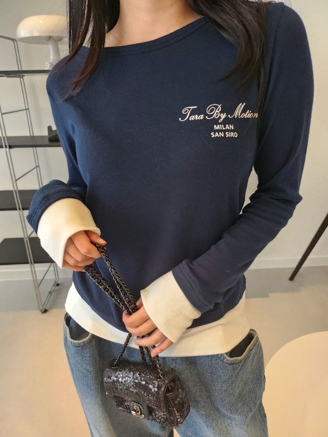 LAYERING韓國直郵㊣女士新品真品熱賣職業人氣休閑時尚長袖T恤LAYERING長袖T恤圖色3