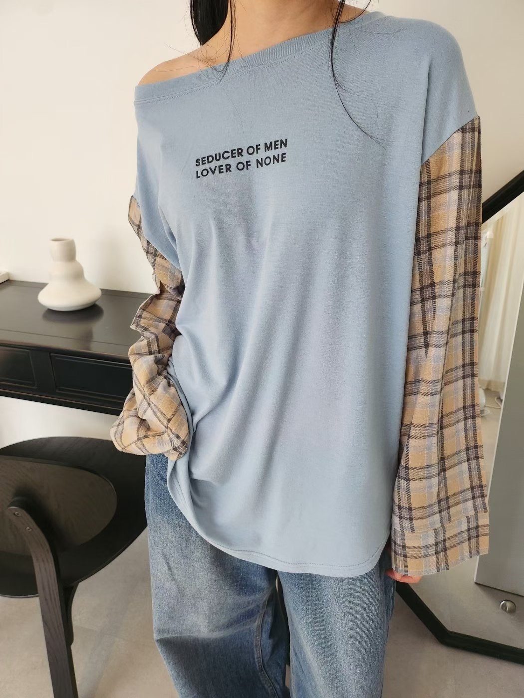 LAYERING㊣東大門代購女裝新品真品熱賣人氣職業時尚長袖T恤LAYERING長袖T恤圖色1