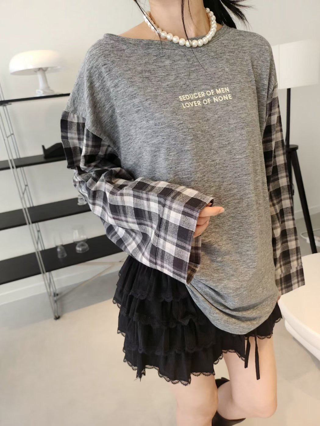 LAYERING㊣東大門代購女裝新品真品熱賣人氣職業時尚長袖T恤LAYERING長袖T恤圖色2