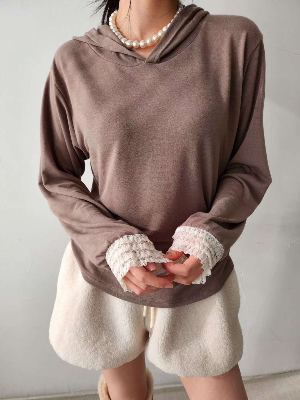 LAYERING韓國代購㊣女裝新款26春夏職業真品休閑長袖T恤兜帽LAYERING長袖T恤圖色3