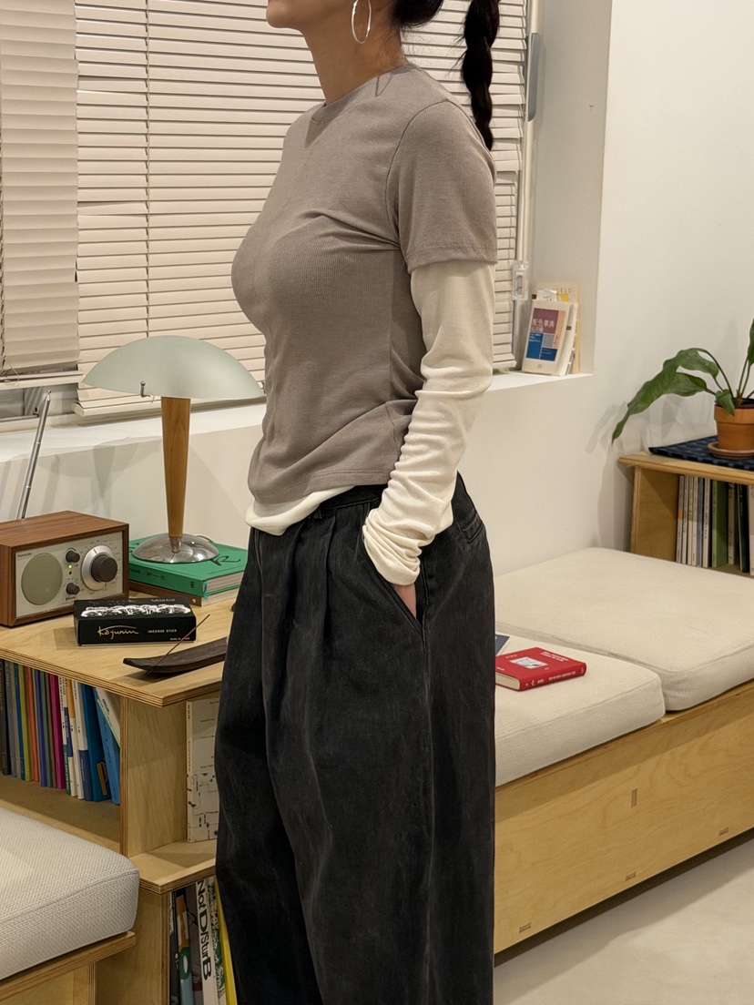 SUNDER MARKET韓國代購㊣女裝新款人氣熱賣職業長袖T恤假兩件SUNDER MARKET長袖T恤