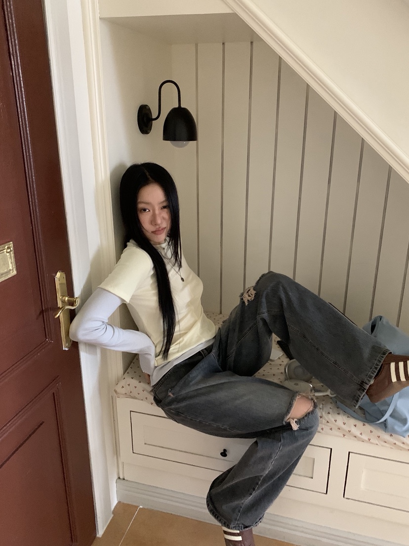 SUNDER MARKET韓國代購㊣女裝新款人氣熱賣職業長袖T恤假兩件SUNDER MARKET長袖T恤