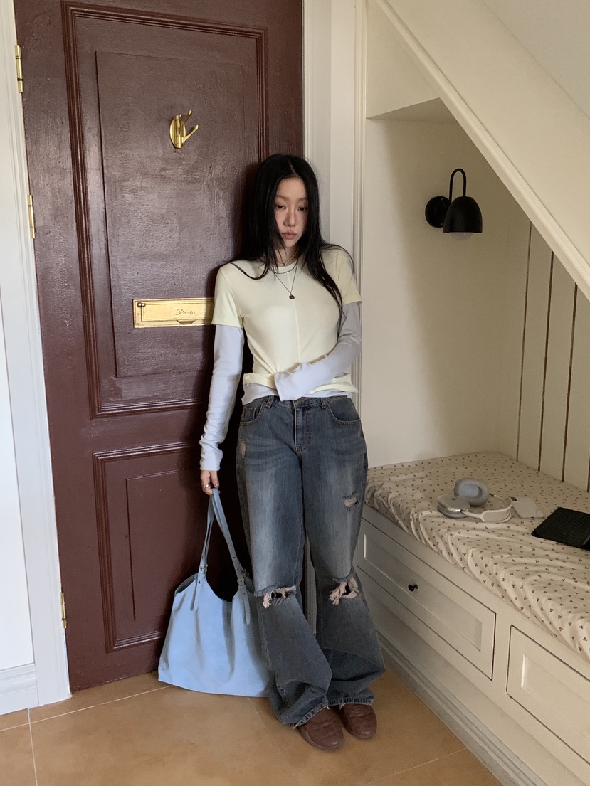 SUNDER MARKET韓國代購㊣女裝新款人氣熱賣職業長袖T恤假兩件SUNDER MARKET長袖T恤